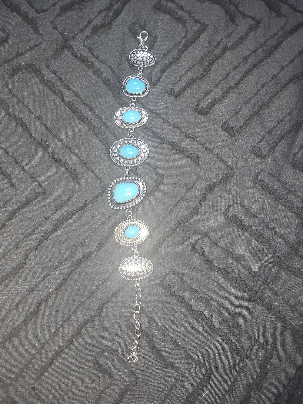 Turquoise Stone Silver-Tone Bracelet - Women Jewelry